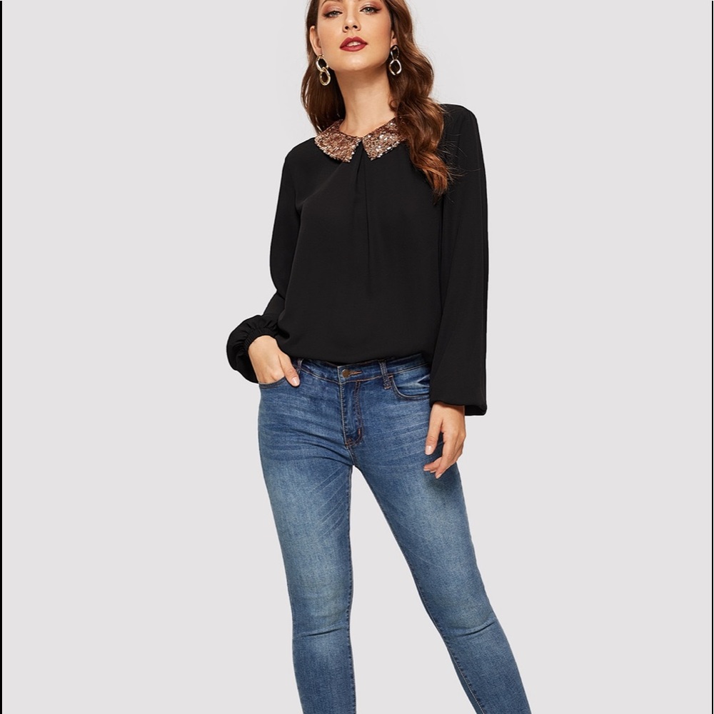 Sequin Collared Blouse - image 3